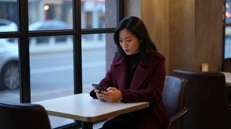 A woman alone after a first date, quietly reflecting — the uncertain aftermath of a mediocre date