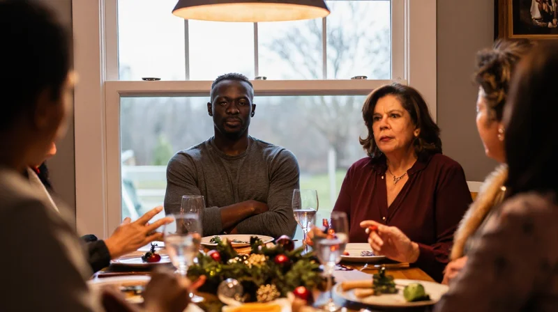 A younger man navigating social pressure from family while in an older woman younger man relationship